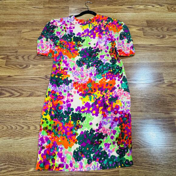 STELLA MCCARTNEY Silk Blend Malia Puff-Sleeve Floral Dress 42 - Picture 9 of 16